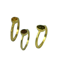 Load image into Gallery viewer, Set drei Silberringe matt vergoldet gehämmert Zirkonia - chic - net.de
