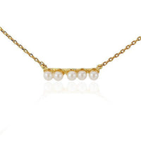 Load image into Gallery viewer, Set Kette Ohrringe 18 karat vergoldet Ketten Perlen Bogen nickelfrei weiß Reihe - chic - net.de
