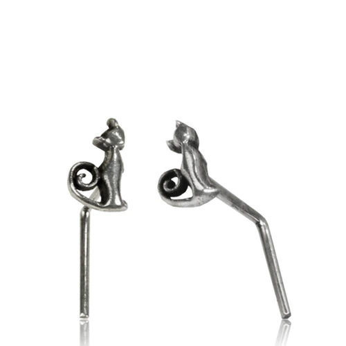 Silber Nasenstecker 0,8 mm Nostril Katze aufrecht L - Form Nasenpiercing - chic - net.de