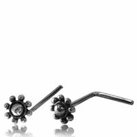 Cargar imagen en el visor de la galería, Silber Nasenstecker 0,8 mm Nostril Kugelrad L - Form Nasenpiercing - chic - net.de
