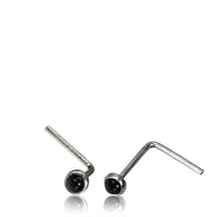 Cargar imagen en el visor de la galería, Silber Nasenstecker 0,8 mm Nostril Onyx rund L - Form Nasenpiercing - chic - net.de
