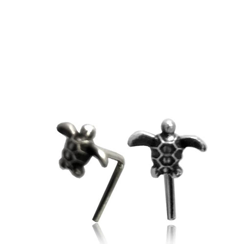 Silber Nasenstecker 0,8 mm Nostril Schildkröte L - Form Nasenpiercing - chic - net.de