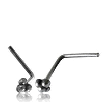 Cargar imagen en el visor de la galería, Silber Nasenstecker 0,8 mm Nostril vier Kugeln L - Form Nasenpiercing - chic - net.de
