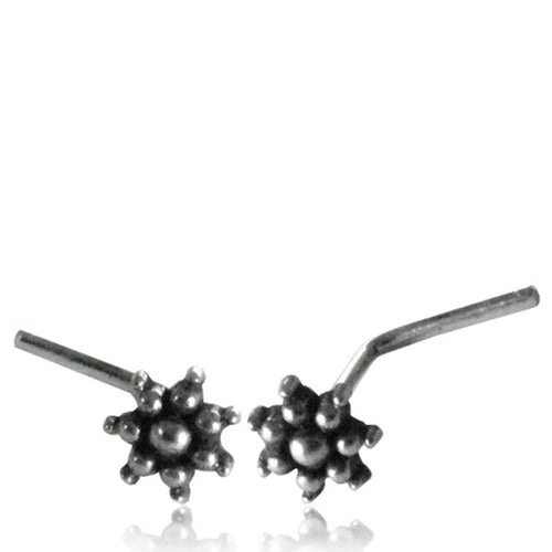Silber Nasenstecker 0,8 mm Nostril Zackenblume L - Form Nasenpiercing - chic - net.de