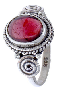 Load image into Gallery viewer, Silber Ring Rubin Seile Spiralen Kreise oval rot pink Punkte - chic - net.de
