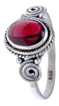 Load image into Gallery viewer, Silber Ring Rubin Seile Spiralen Kreise oval rot pink Punkte - chic - net.de
