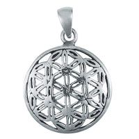 Cargar imagen en el visor de la galería, Silberanhänger 16 mm Blume des Lebens Anhänger 925er Sterling Silber glänzend - chic - net.de
