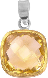Cargar imagen en el visor de la galería, Silberanhänger Quadrat Citrin facettiert vergoldet 925er Sterling Silber Stein gelb Anhänger - chic - net.de
