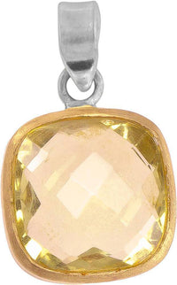 Load image into Gallery viewer, Silberanhänger Quadrat Zitronenquarz facettiert vergoldet 925er Sterling Silber Stein Anhänger - chic - net.de
