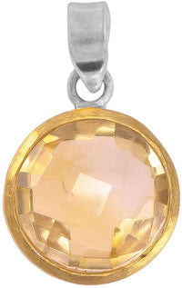 Load image into Gallery viewer, Silberanhänger rund Citrin facettiert vergoldet 925er Sterling Silber Stein gelb Anhänger - chic - net.de
