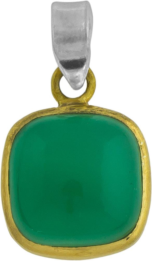Silberanhänger vergoldet eckig Stein Onyx grün Anhänger 925 Sterling Silber - chic - net.de