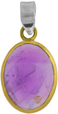Load image into Gallery viewer, Silberanhänger vergoldet oval Stein Amethyst lila Anhänger 925 Sterling Silber - chic - net.de
