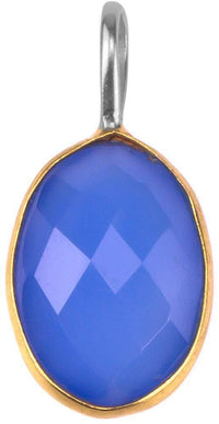 Load image into Gallery viewer, Silberanhänger vergoldet oval Stein Calcit blau facettiert 925 Sterling Silber Anhänger - chic - net.de

