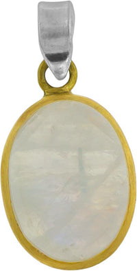Cargar imagen en el visor de la galería, Silberanhänger vergoldet oval Stein Mondstein weiß Anhänger 925 Sterling Silber - chic - net.de
