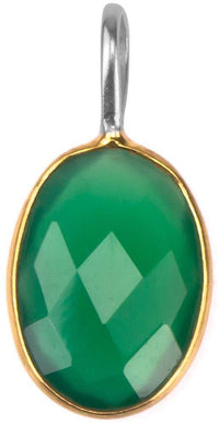 Load image into Gallery viewer, Silberanhänger vergoldet oval Stein Onyx grün facettiert 925 Sterling Silber Anhänger - chic - net.de
