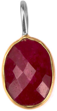 Load image into Gallery viewer, Silberanhänger vergoldet oval Stein Rubin rot facettiert 925 Sterling Silber Anhänger - chic - net.de
