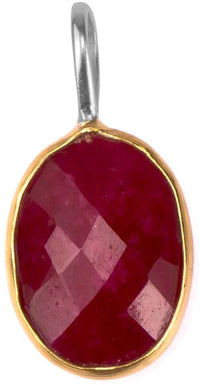 Load image into Gallery viewer, Silberanhänger vergoldet oval Stein Rubin rot facettiert 925 Sterling Silber Anhänger - chic - net.de
