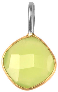 Cargar imagen en el visor de la galería, Silberanhänger vergoldet Raute Stein Calcit hellgrün facettiert 925 Sterling Silber Anhänger - chic - net.de
