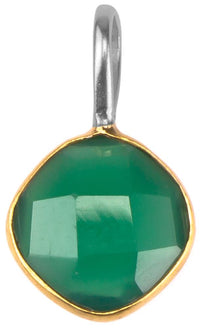 Load image into Gallery viewer, Silberanhänger vergoldet Raute Stein Onyx grün facettiert 925 Sterling Silber Anhänger - chic - net.de
