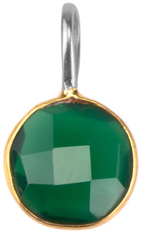 Cargar imagen en el visor de la galería, Silberanhänger vergoldet rund Stein Onyx grün facettiert 925 Sterling Silber Anhänger - chic - net.de
