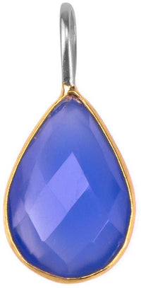 Load image into Gallery viewer, Silberanhänger vergoldet Tropfen Stein Calcit blau facettiert 925 Sterling Silber Anhänger - chic - net.de
