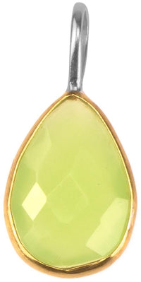 Load image into Gallery viewer, Silberanhänger vergoldet Tropfen Stein Calcit hellgrün facettiert 925 Sterling Silber Anhänger - chic - net.de
