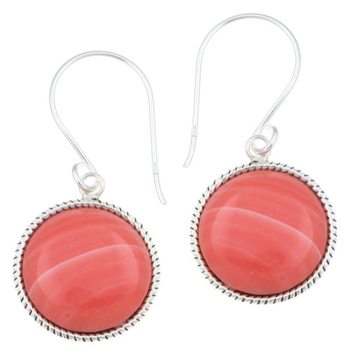 Silberohrhänger kreisförmig 14 mm Scheibe koralle Stein Seilrand 925 Sterlingsilber - chic - net.de