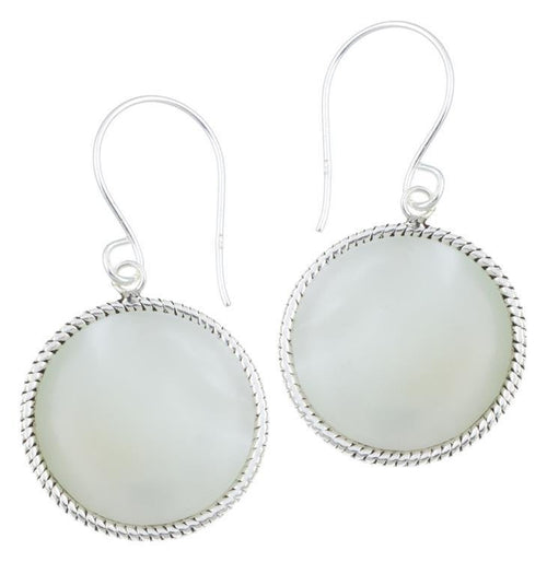 Silberohrhänger kreisförmig Scheibe Perlmutt Seilrand 18 mm 925 Sterlingsilber - chic - net.de