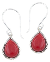 Load image into Gallery viewer, Silberohrhänger Tropfen 10 mm Koralle Seilrand 925 Sterlingsilber Ohrringe - chic - net.de
