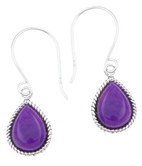 Silberohrhänger Tropfen 10 mm lila Stein Seilrand 925 Sterlingsilber Ohrringe - chic - net.de