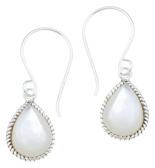 Silberohrhänger Tropfen 10 mm Perlmutt Seilrand 925 Sterlingsilber Ohrringe - chic - net.de