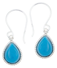 Load image into Gallery viewer, Silberohrhänger Tropfen 10 mm Türkis dunkel Seilrand 925 Sterlingsilber Ohrringe - chic - net.de
