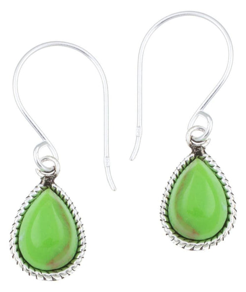 Silberohrhänger Tropfen 8 mm grün Stein Seilrand 925 Sterlingsilber Ohrringe - chic - net.de