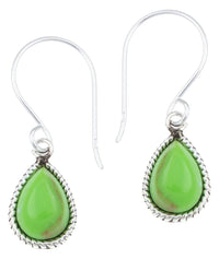 Load image into Gallery viewer, Silberohrhänger Tropfen 8 mm grün Stein Seilrand 925 Sterlingsilber Ohrringe - chic - net.de
