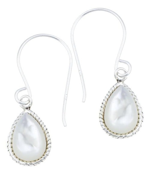 Silberohrhänger Tropfen 8 mm Perlmutt Seilrand 925 Sterlingsilber Ohrringe - chic - net.de