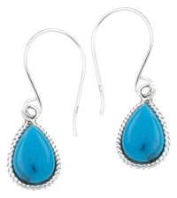 Load image into Gallery viewer, Silberohrhänger Tropfen 8 mm Türkis dunkel Seilrand 925 Sterlingsilber Ohrringe - chic - net.de
