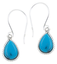Load image into Gallery viewer, Silberohrhänger Tropfen 8 mm Türkis dunkel Seilrand 925 Sterlingsilber Ohrringe - chic - net.de
