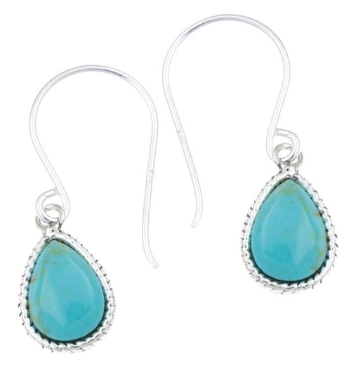 Silberohrhänger Tropfen 8 mm Türkis hell Seilrand 925 Sterlingsilber Ohrringe - chic - net.de