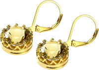 Load image into Gallery viewer, Silberohrringe Krone rund Citrin gelb facettiert 1 micron vergoldet 925er Sterling Silber 10 mm Ohrringe - chic - net.de
