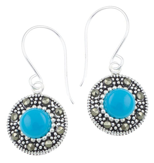 Silberohrringe rund 11 mm blau Türkis Silberrrand Glitzer 925 Sterlingsilber Ohrringe - chic - net.de