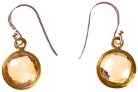 Load image into Gallery viewer, Silberohrringe rund Citrin facettiert vergoldet 925er Sterling Silber Stein gelb - chic - net.de
