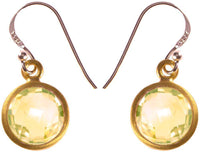 Load image into Gallery viewer, Silberohrringe rund Zitronenquarz facettiert vergoldet 925er Sterling Silber Stein gelb grün - chic - net.de
