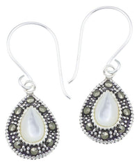 Load image into Gallery viewer, Silberohrringe Tropfen 12 mm Perlmutt Silberrrand Glitzer 925 Sterlingsilber Ohrringe - chic - net.de
