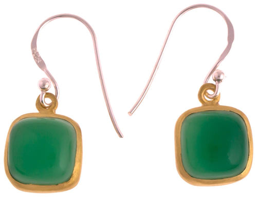 Silberohrringe vergoldet eckig Stein Onyx grün Ohrringe 925 Sterling Silber - chic - net.de