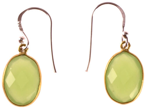 Silberohrringe vergoldet oval Stein Calcit hellgrün facettiert 925 Sterling Silber Ohrringe - chic - net.de