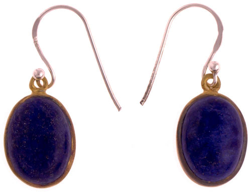 Silberohrringe vergoldet oval Stein Lapis blau Ohrringe 925 Sterling Silber Lazuli - chic - net.de