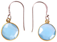 Load image into Gallery viewer, Silberohrringe vergoldet rund Stein Calcit hellblau facettiert 925 Sterling Silber Ohrringe - chic - net.de
