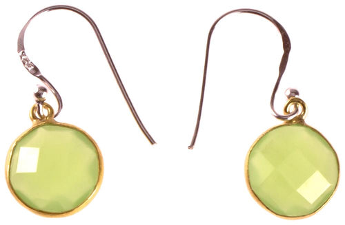 Silberohrringe vergoldet rund Stein Calcit hellgrün facettiert 925 Sterling Silber Ohrringe - chic - net.de