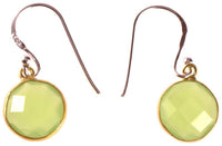 Cargar imagen en el visor de la galería, Silberohrringe vergoldet rund Stein Calcit hellgrün facettiert 925 Sterling Silber Ohrringe - chic - net.de
