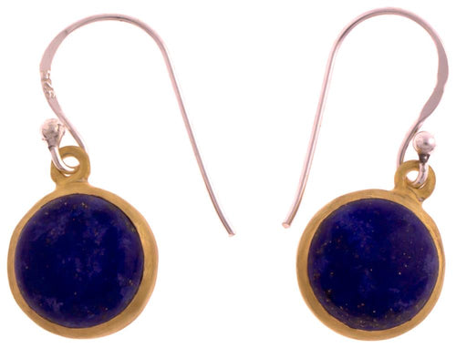 Silberohrringe vergoldet rund Stein Lapis blau Ohrringe 925 Sterling Silber Lazuli - chic - net.de